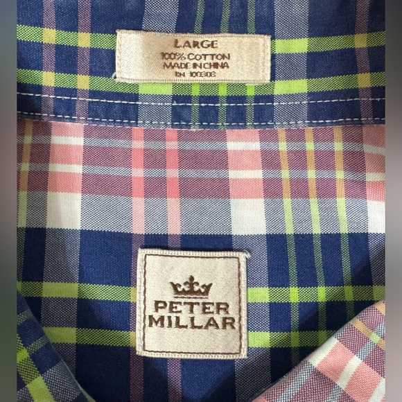 Peter Millar Crown Plaid Button Down Shirt  Size Large - Picture 6 of 13